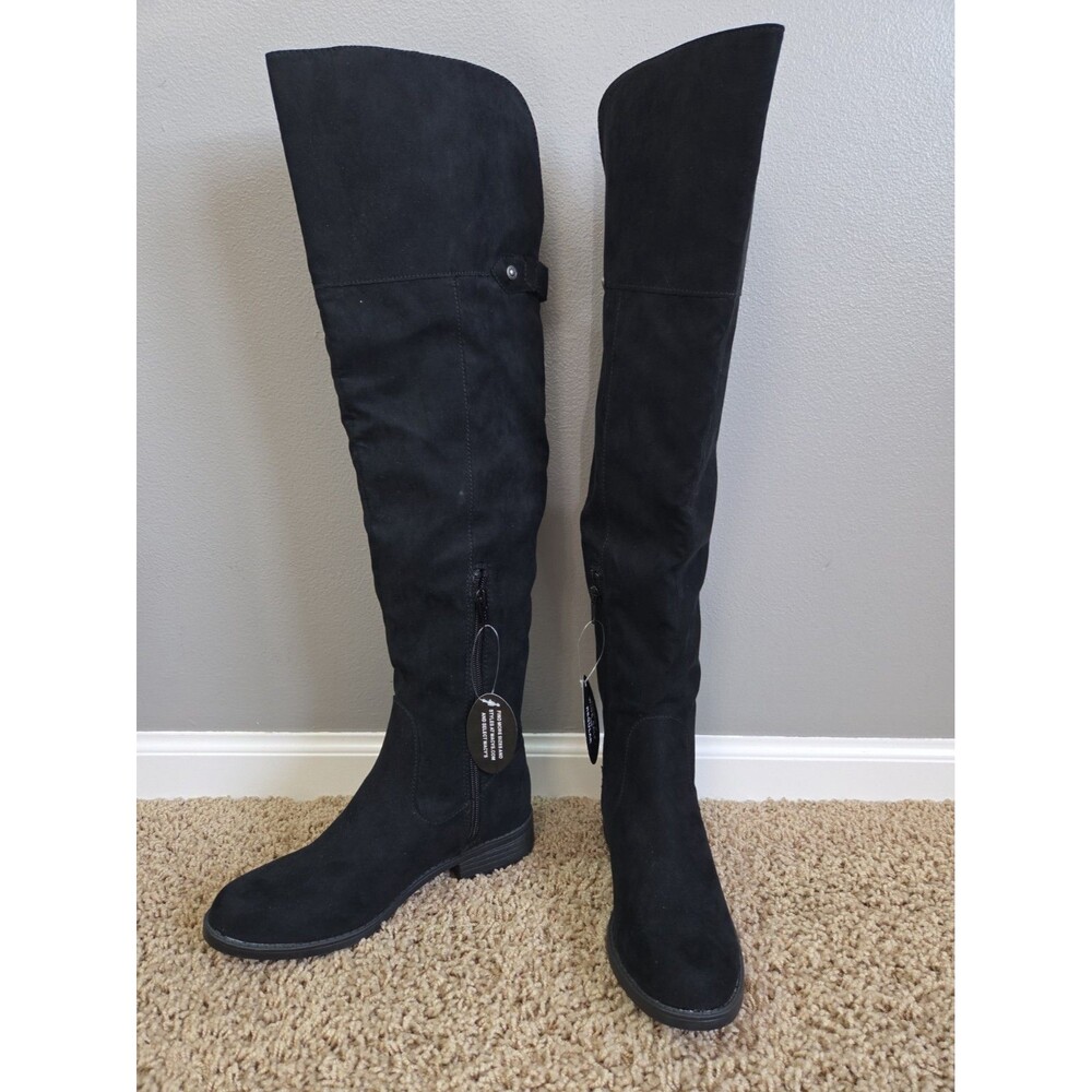 NWT Sun + Stone Allicce | Womens Size 5.5 | Over-The-Knee Boots Black Microsuede